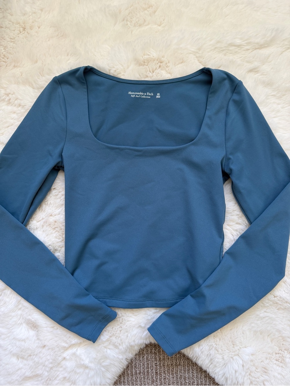 Abercrombie & Fitch Teal Square-Neck Long Sleeve Top